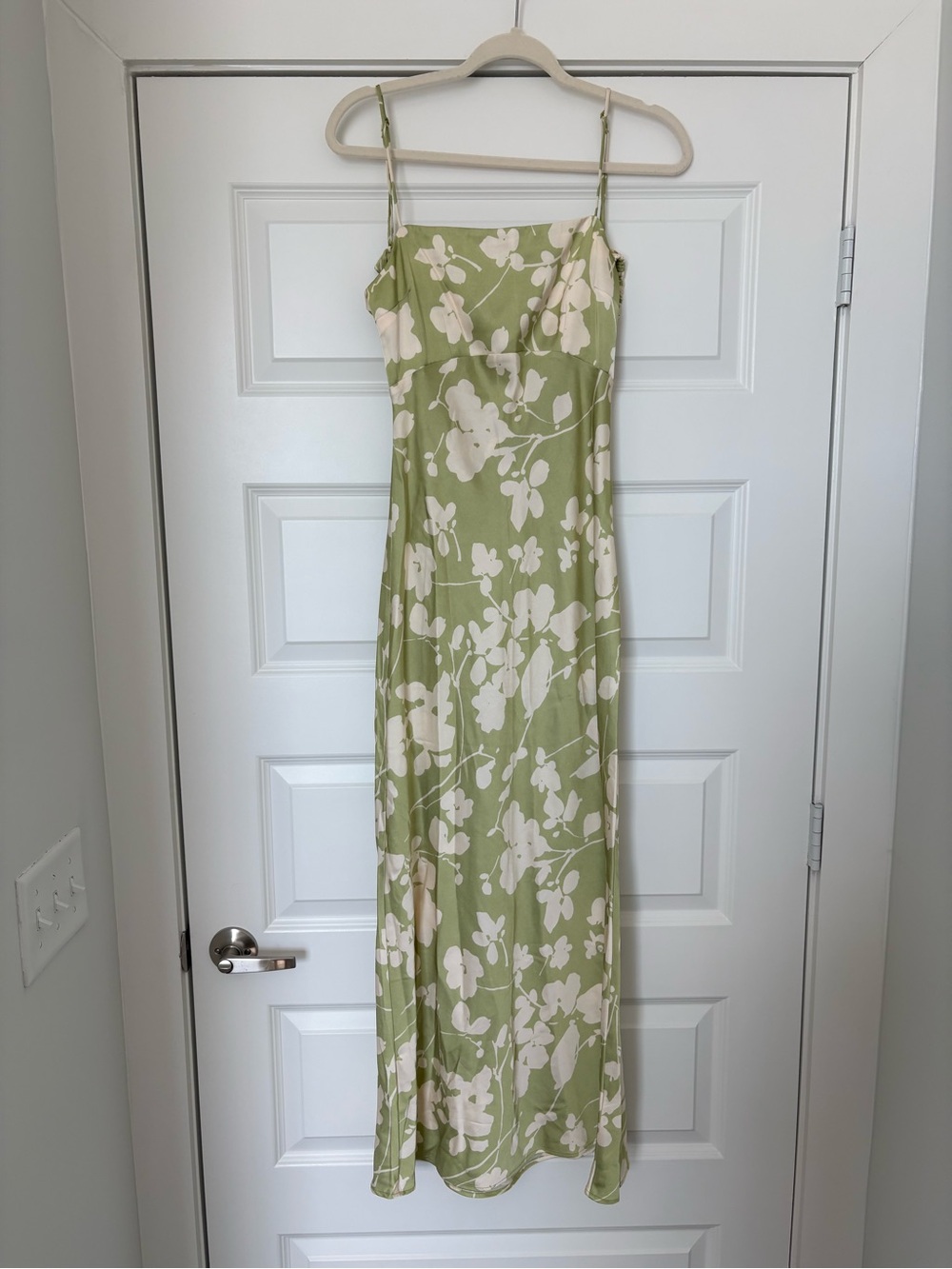 Abercrombie Green Floral Slip Dress with Cream Blossom Print